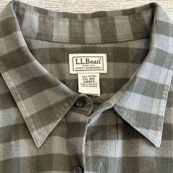 L.L. BEAN Men's Plaid Flannel Shirt Size XXL Blue Green 100% Cotton Collared - Picture 3 of 7